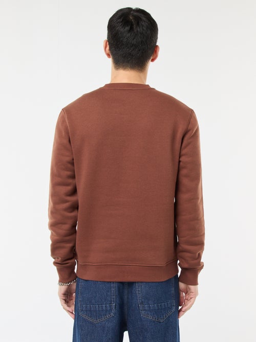 Sweat uni à col rond en molleton gratté - Kiabi