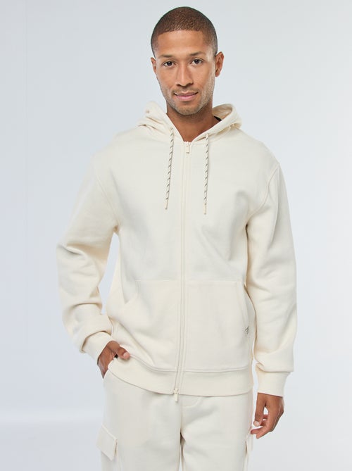 Sweat uni en maille piquée à capuche - Kiabi