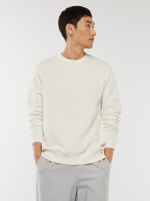 Sweat uni en molleton à col rond - Kiabi