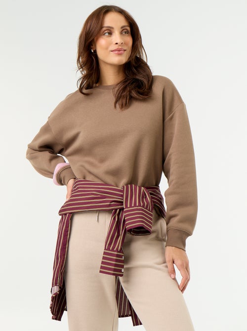 Sweat uni en molleton chaud - Kiabi