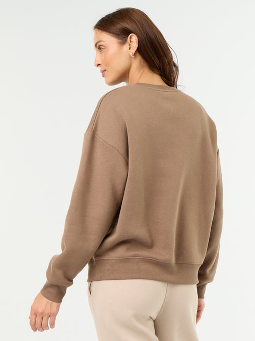 Sweat uni en molleton chaud - Kiabi
