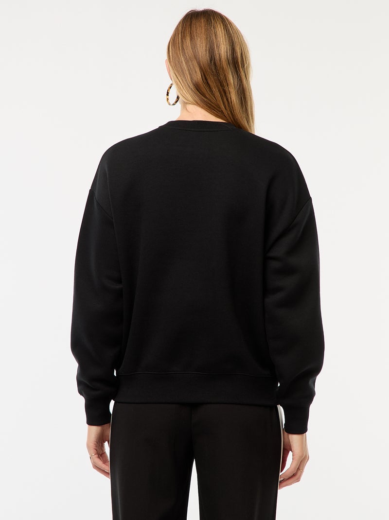 Sweat uni en molleton chaud Noir - Kiabi