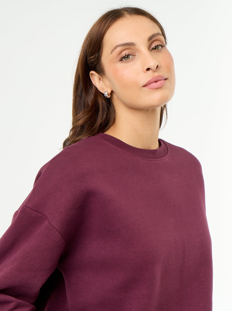 Sweat uni en molleton chaud Rose - Kiabi