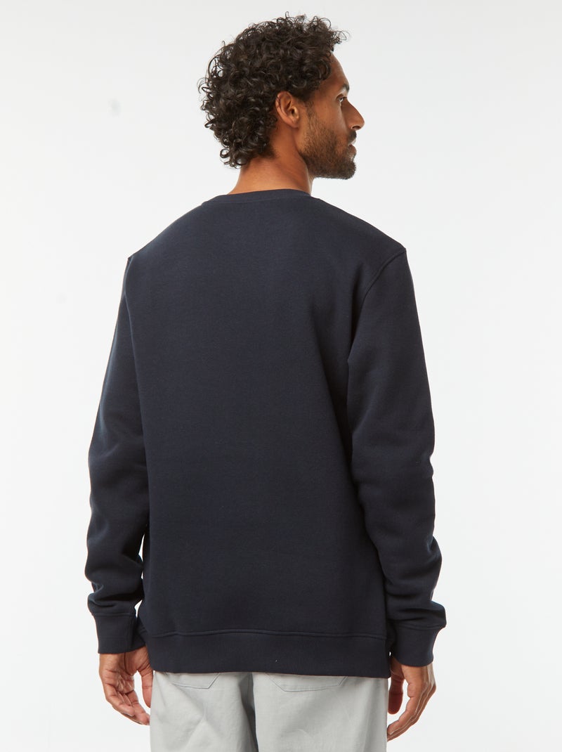 Sweat uni en molleton gratté à col rond Bleu - Kiabi