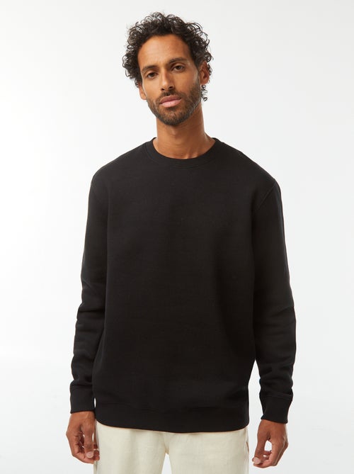 Sweat uni en molleton gratté à col rond - Kiabi