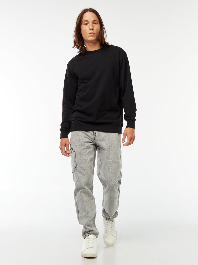 Sweat uni en molleton léger Noir - Kiabi