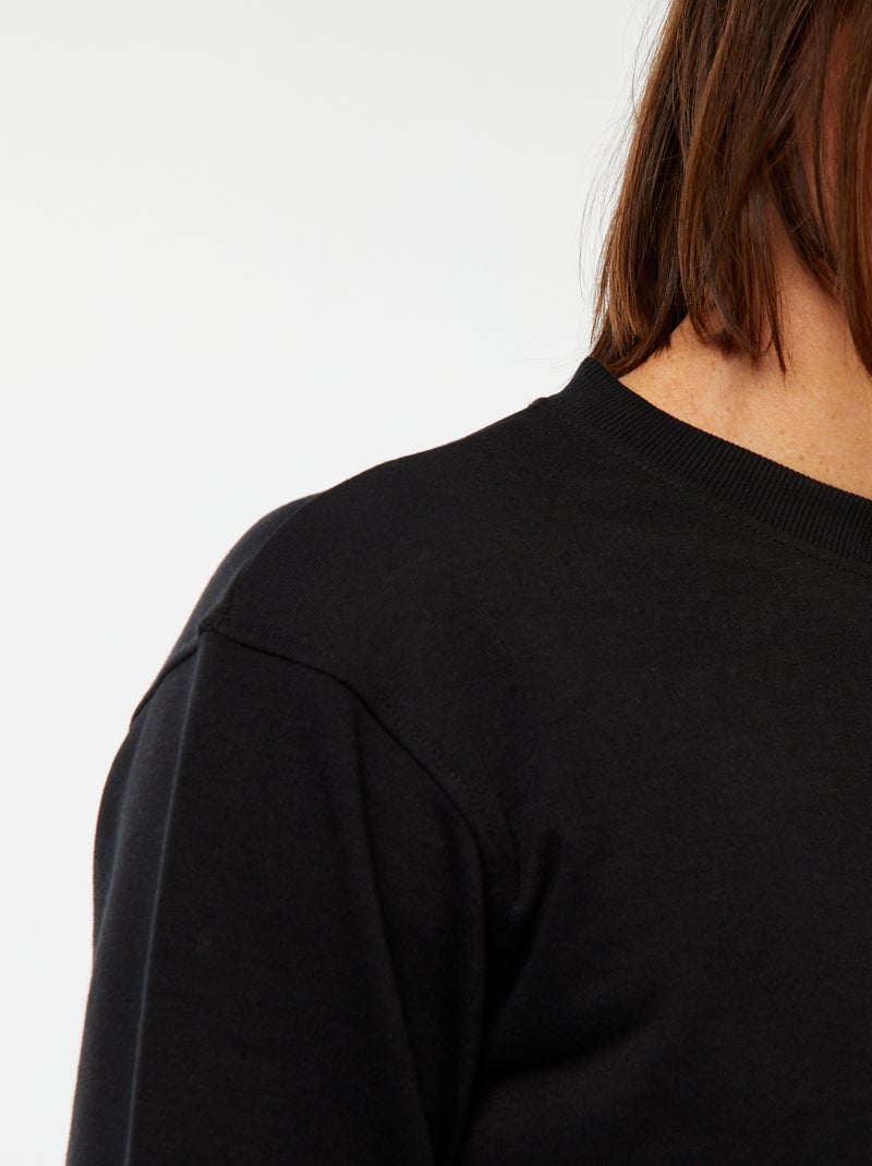 Sweat uni en molleton léger Noir - Kiabi