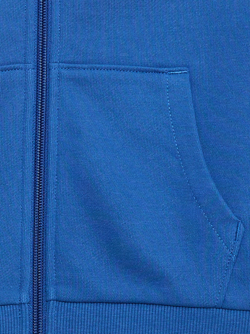 Sweat uni zippé à capuche Bleu - Kiabi