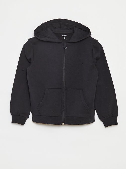 Sweat uni zippé à capuche - Kiabi