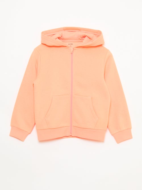 Sweat uni zippé à capuche - Kiabi