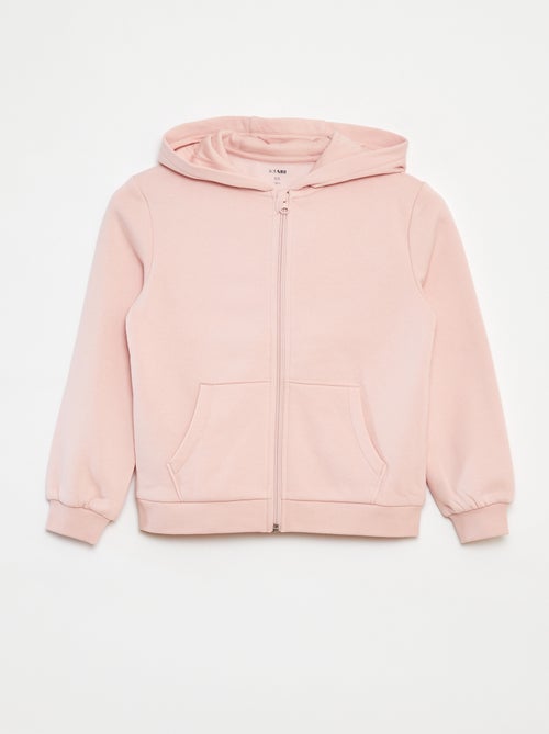 Sweat uni zippé à capuche - Kiabi