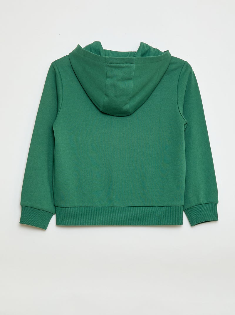 Sweat uni zippé à capuche Vert - Kiabi