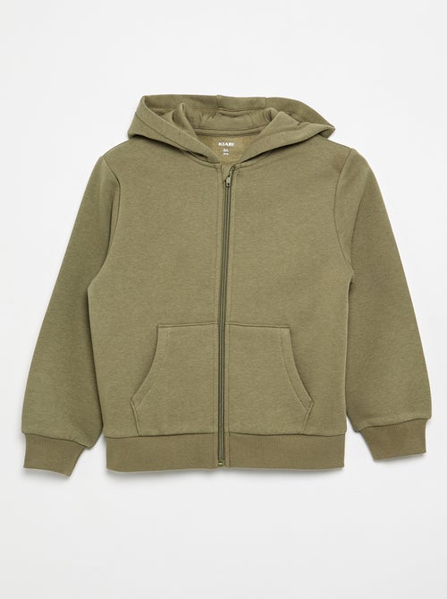 Sweat uni zippé à capuche - Kiabi