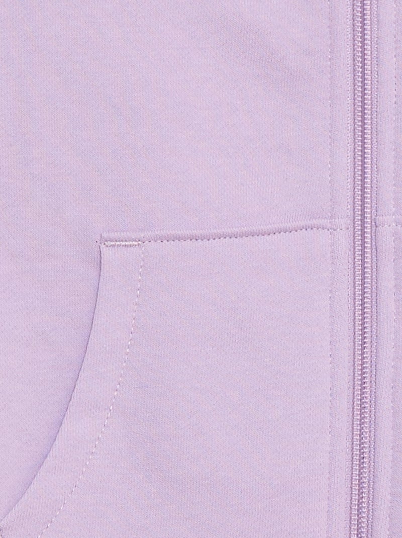Sweat uni zippé à capuche Violet - Kiabi