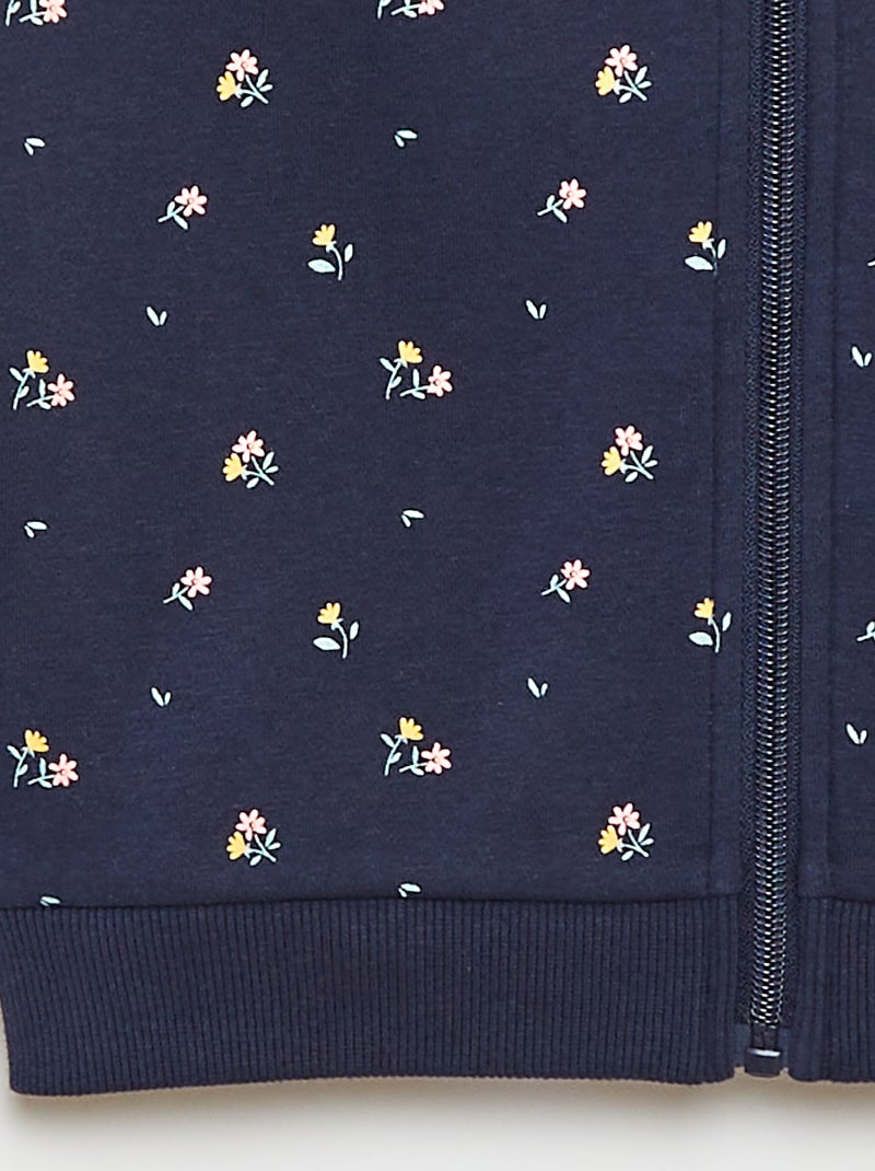 Sweat zippé à capuche avec imprimé all over Bleu - Kiabi