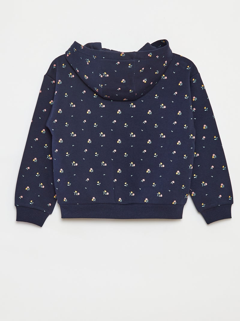 Sweat zippé à capuche avec imprimé all over Bleu - Kiabi