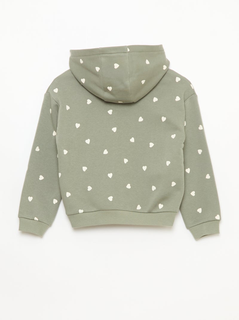 Sweat zippé à capuche avec imprimé all over Vert - Kiabi