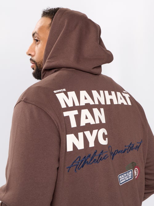 Sweat zippé à capuche avec inscriptions brodées - Kiabi