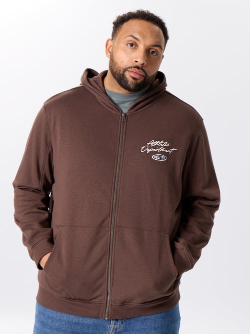 Sweat zippé à capuche avec inscriptions brodées - Kiabi