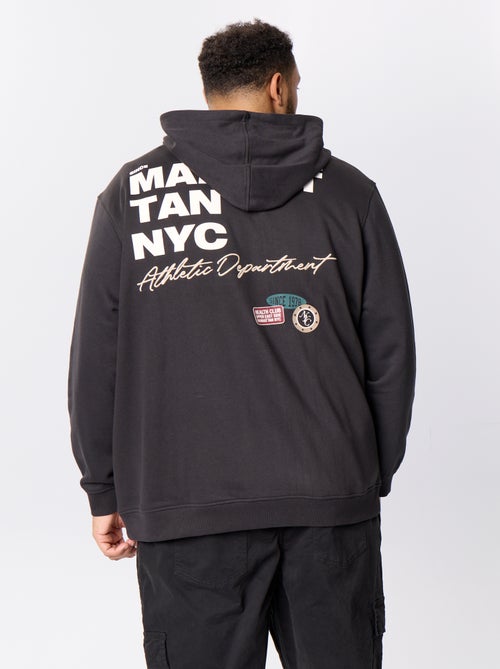 Sweat zippé à capuche avec inscriptions brodées - Kiabi