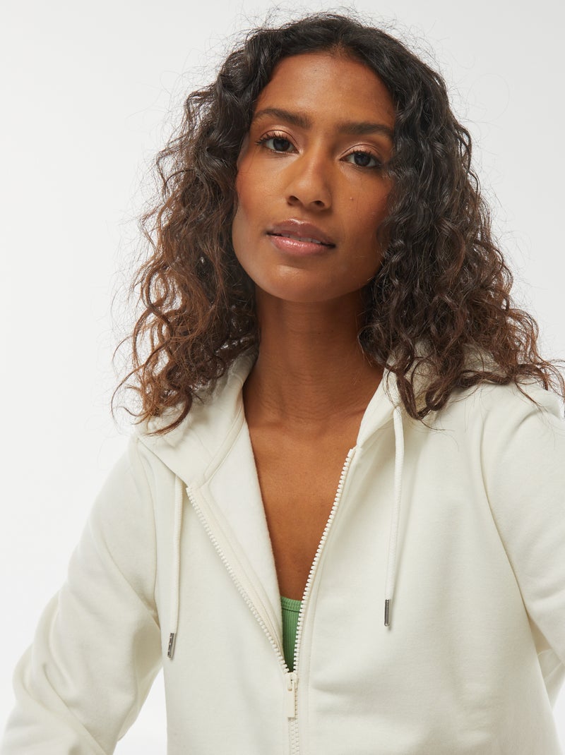 Sweat zippé à capuche basique Blanc - Kiabi