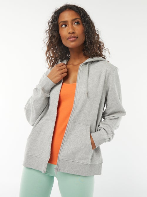 Sweat zippé à capuche basique - Kiabi