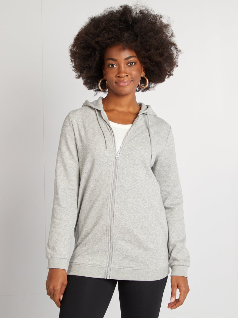 Sweat zippé à capuche d'allaitement Gris - Kiabi