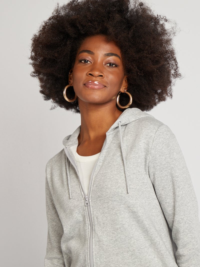 Sweat zippé à capuche d'allaitement Gris - Kiabi