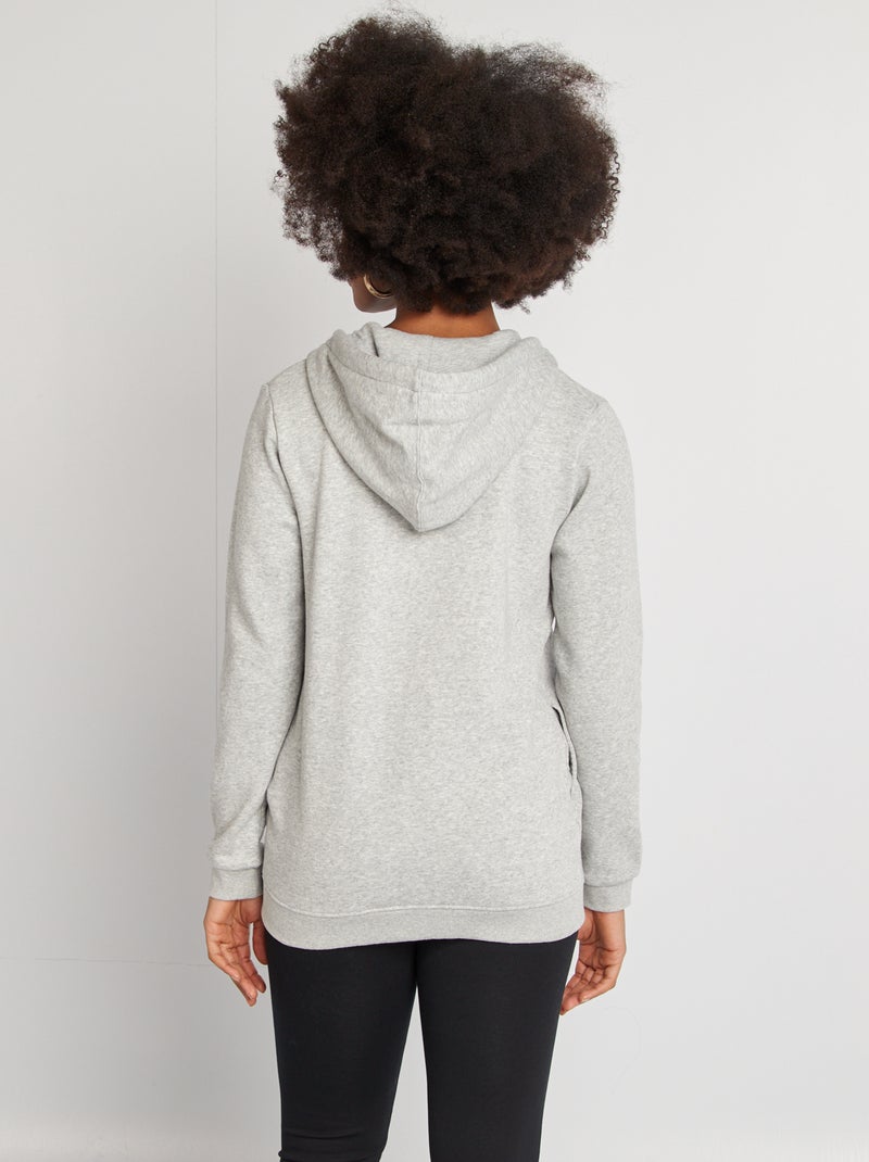 Sweat zippé à capuche d'allaitement Gris - Kiabi