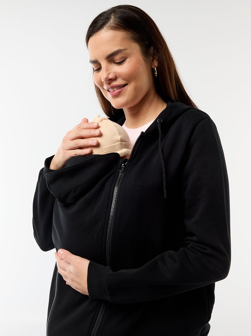 Sweat zippé à capuche d'allaitement Noir - Kiabi