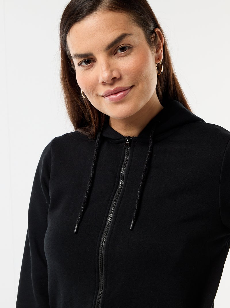 Sweat zippé à capuche d'allaitement Noir - Kiabi