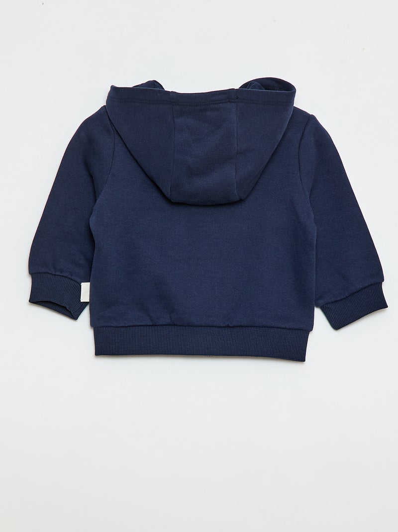 Sweat zippé à capuche en molleton gratté Bleu foncé - Kiabi