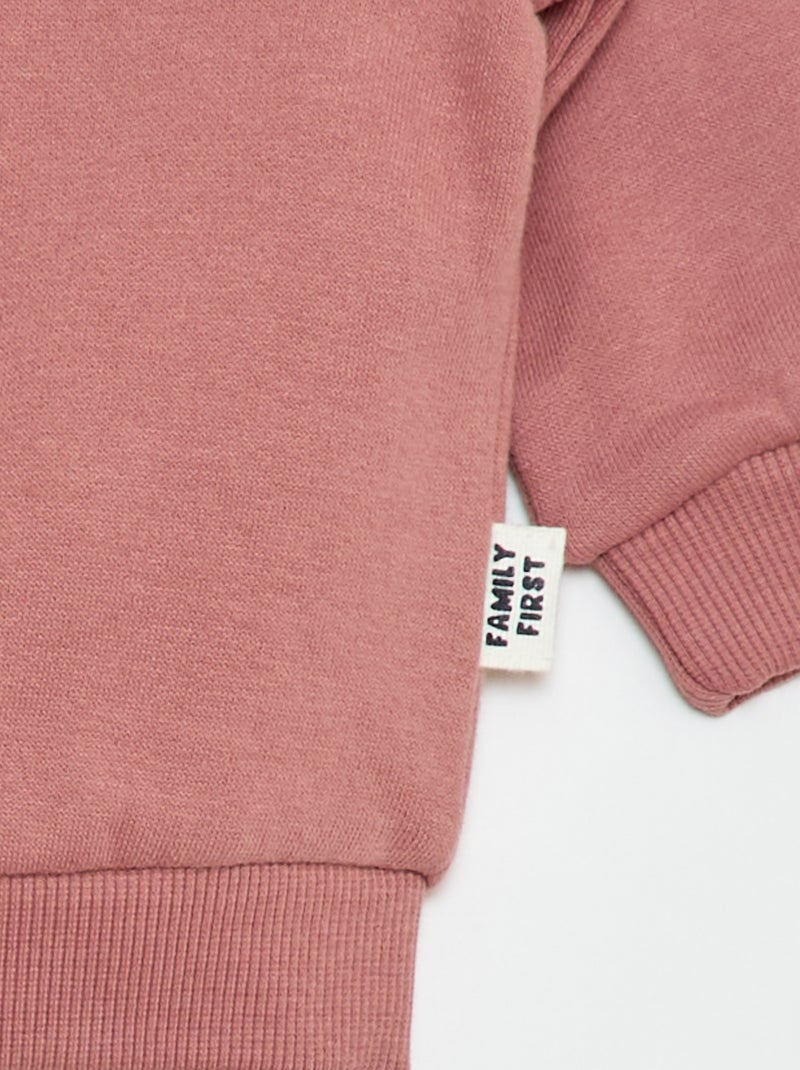 Sweat zippé à capuche en molleton gratté Rose - Kiabi