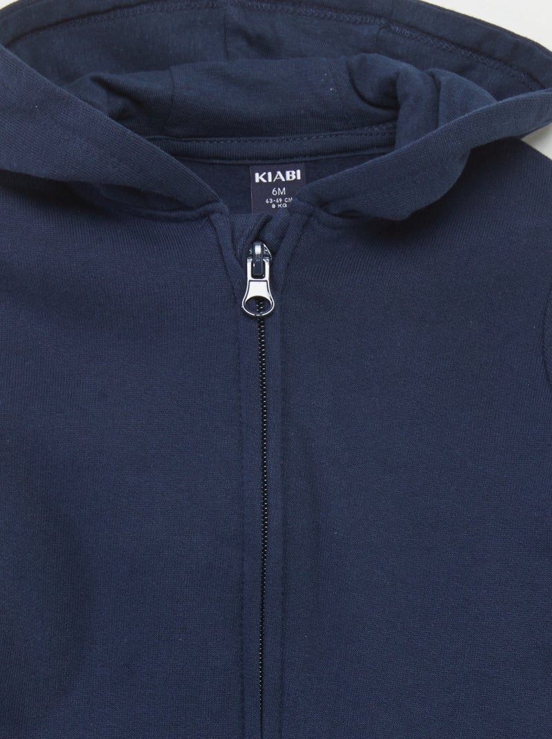 Sweat zippé à capuche Marine - Kiabi
