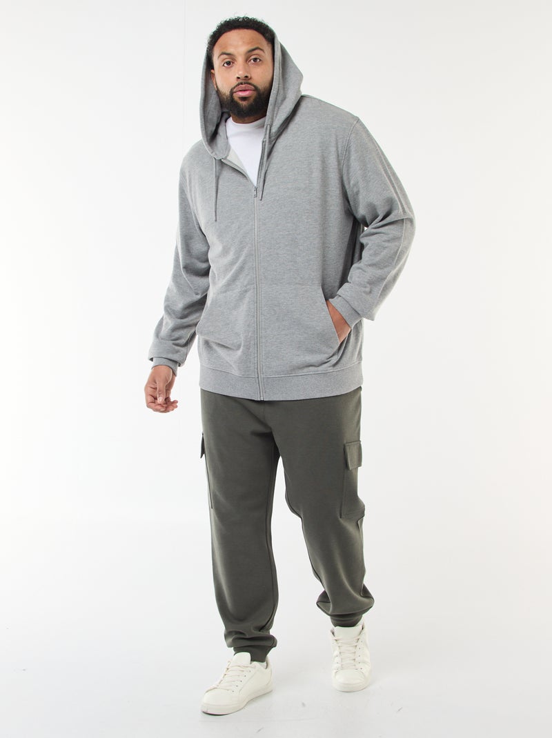 Sweat zippé à capuche uni Gris - Kiabi