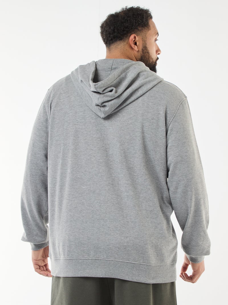 Sweat zippé à capuche uni Gris - Kiabi