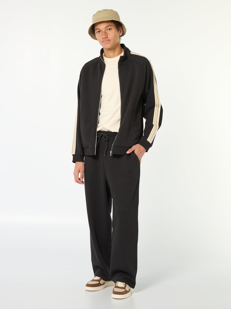 Sweat zippé avec bande sur le côté Noir - Kiabi