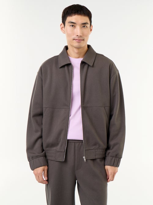 Sweat zippé avec col chemise - Kiabi
