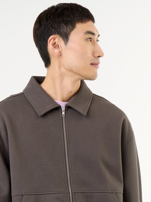 Sweat zippé avec col chemise - Kiabi