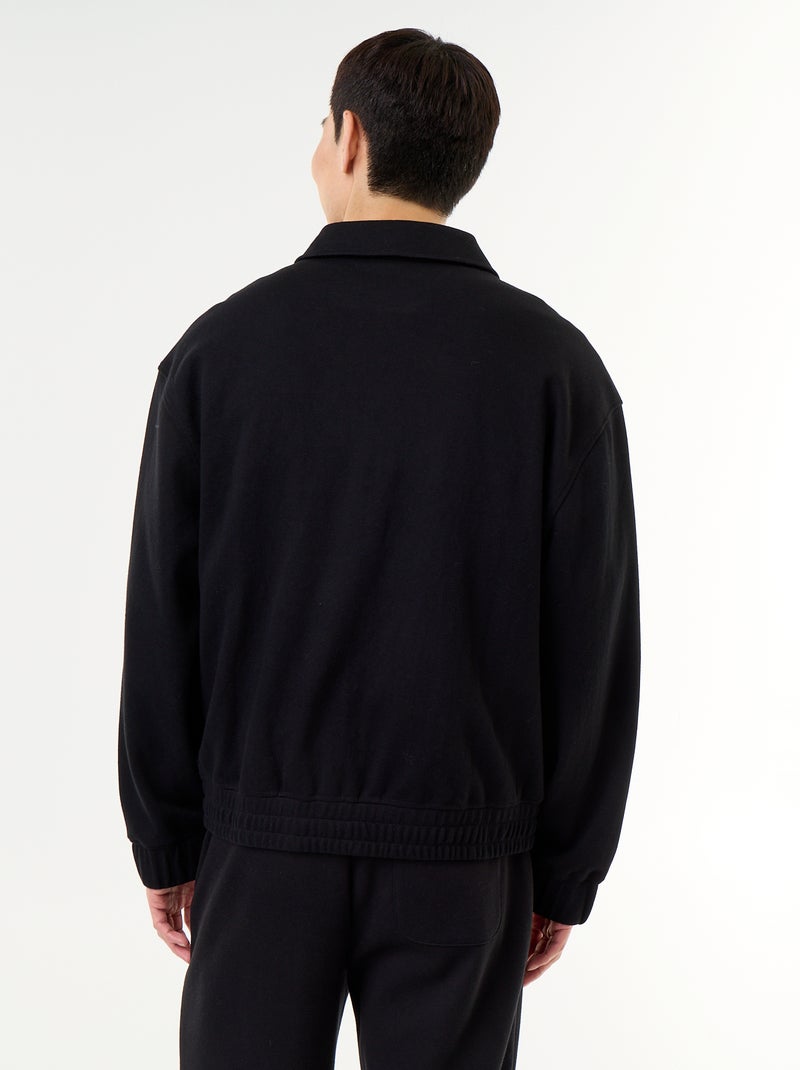 Sweat zippé avec col chemise Noir - Kiabi