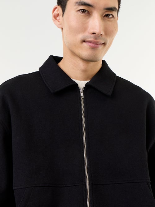 Sweat zippé avec col chemise - Kiabi