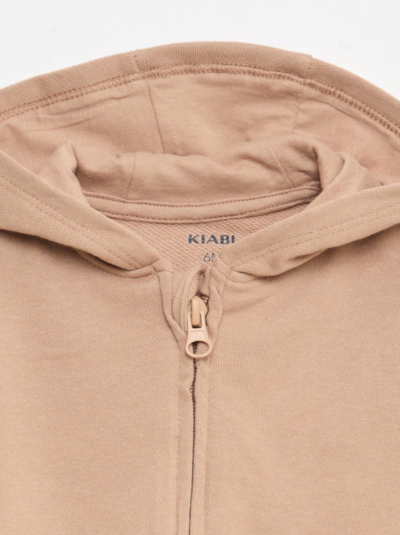 Sweat zippé en french terry Beige - Kiabi