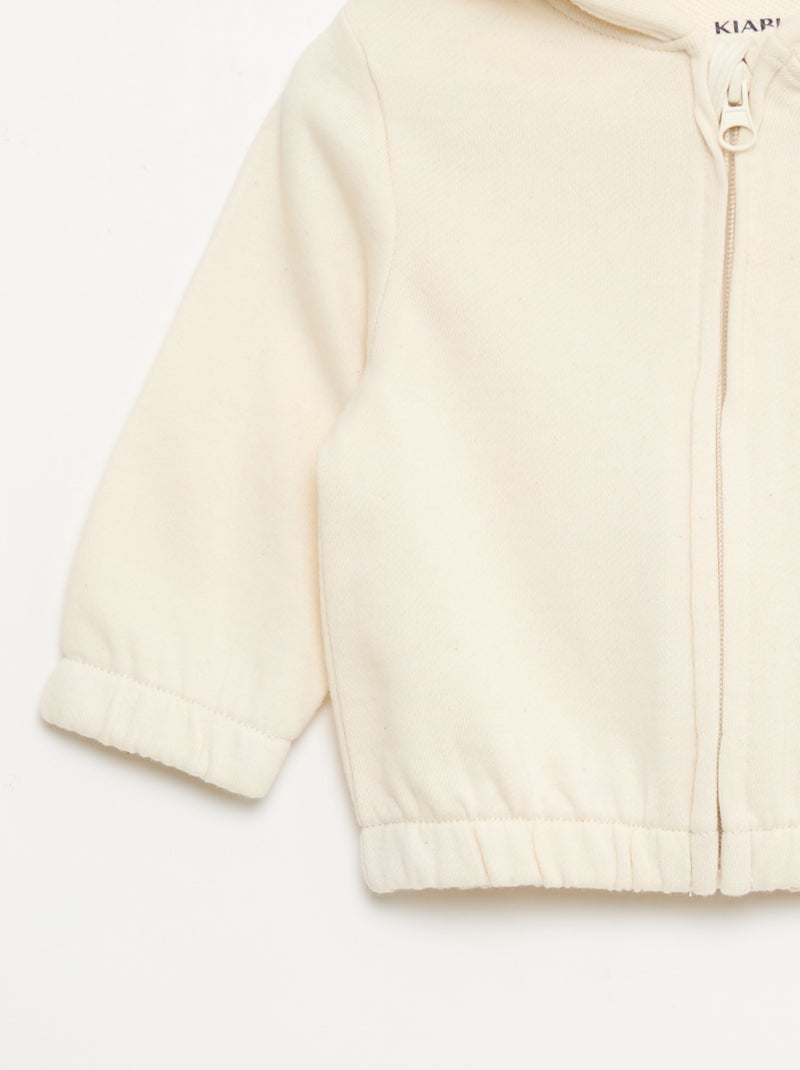 Sweat zippé en french terry Blanc - Kiabi