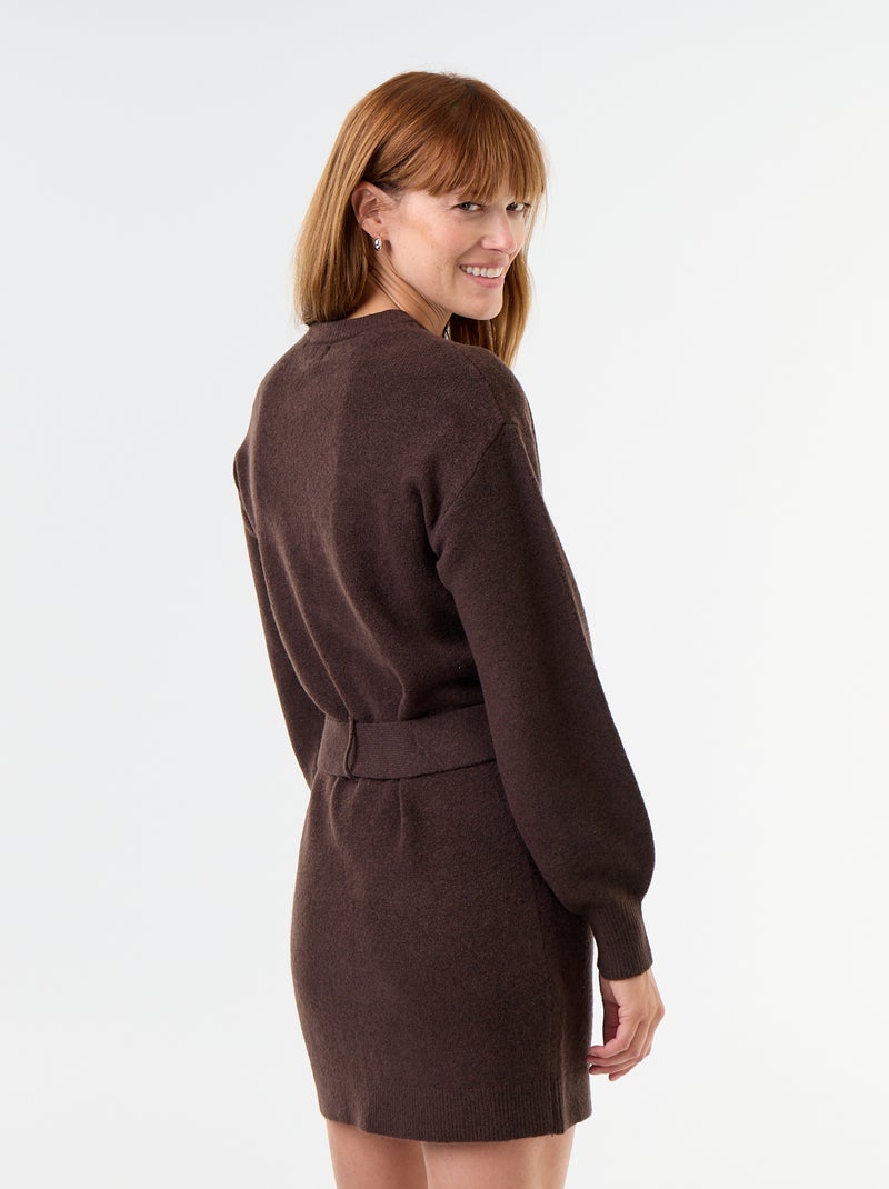 Sweater dress with belt Brown - Kiabi