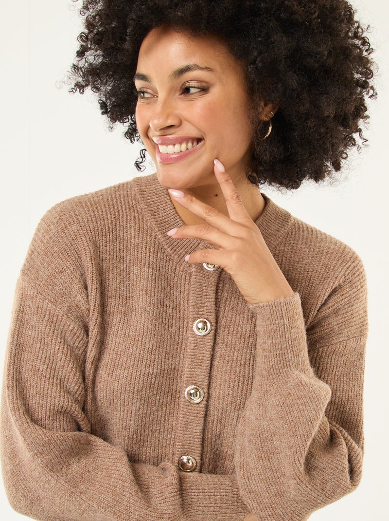 Sweater dress with gold buttons Beige - Kiabi