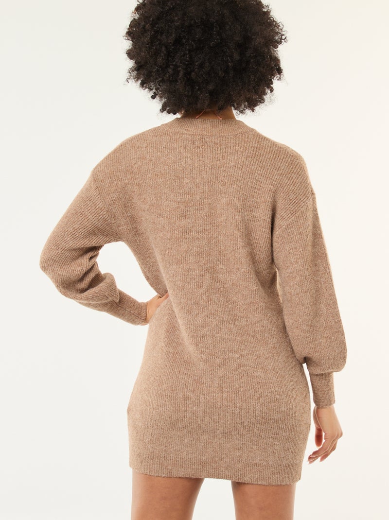 Sweater dress with gold buttons Beige - Kiabi