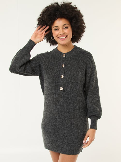 Sweater dress with gold buttons - Kiabi