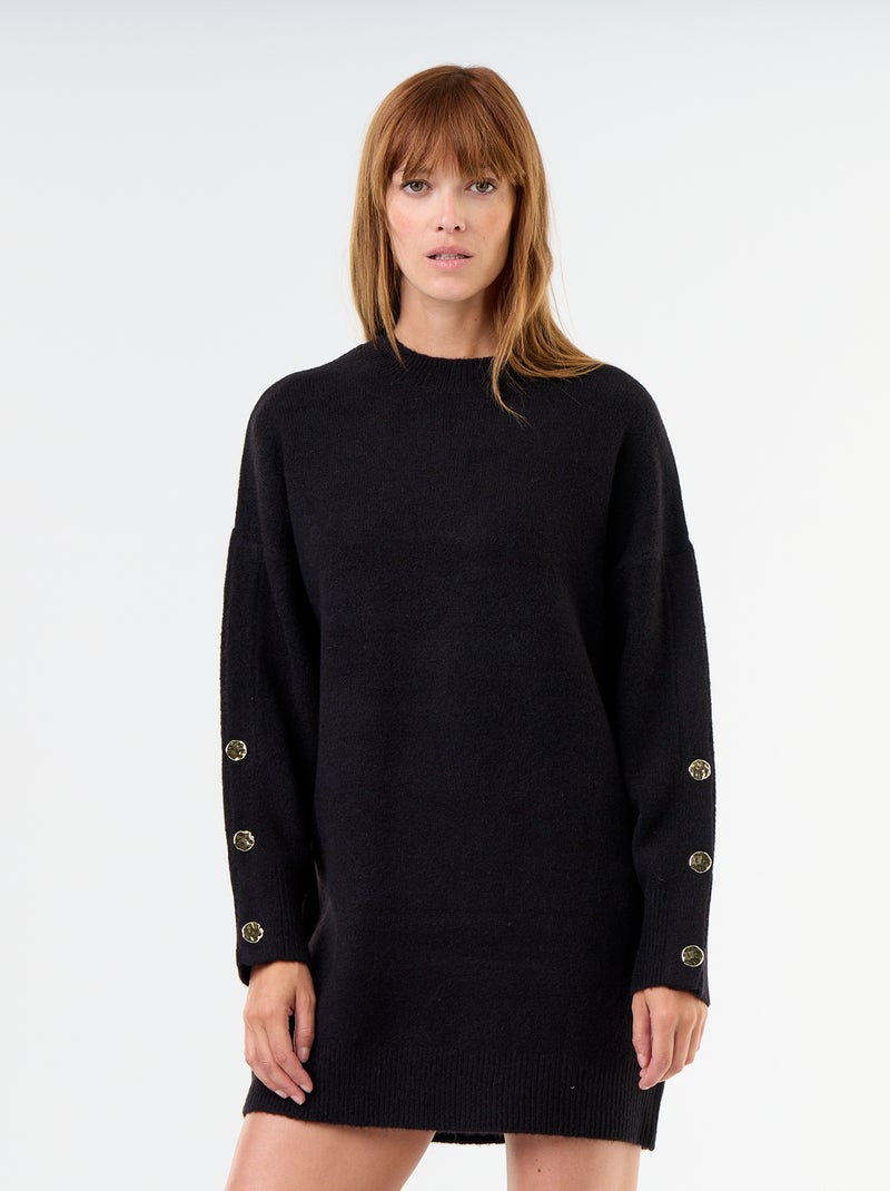 Sweater dress with hammered buttons Black - Kiabi