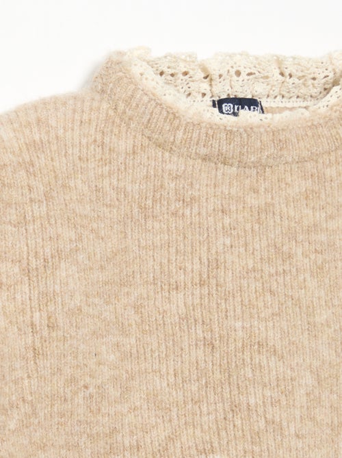 Sweater with bows and cotton voile sleeves - Kiabi