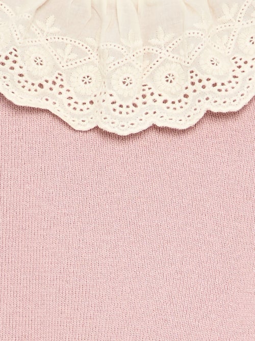 Sweater with charming Broderie Anglaise collar - Kiabi